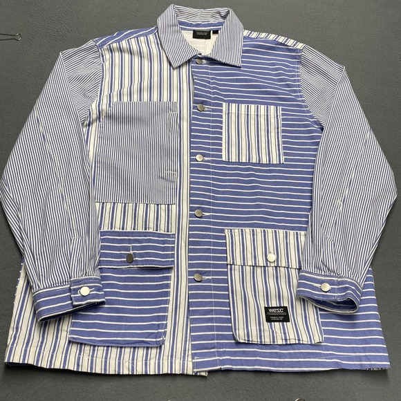 Wesc Other - WeSC Jacket Mens XL Blue White Striped Chore Workwear Sail Away Nautical Cotton